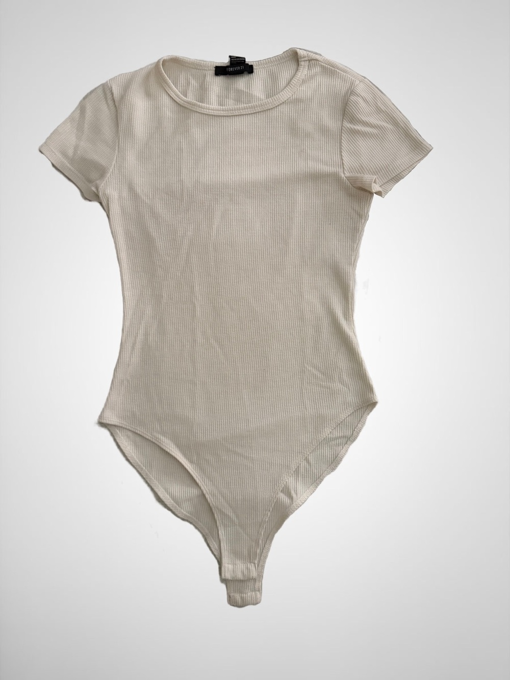 Forever 21 Ribbed Short-Sleeve Bodysuit - Off-White